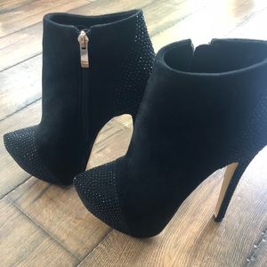 Bebe Rhinestone Heel Booties
